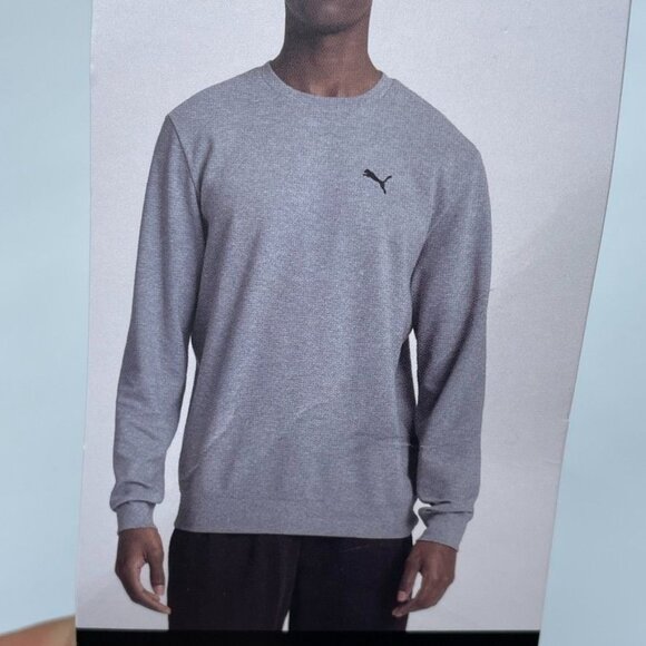 Puma Gray Long Sleeve Crewneck Sweatshirt Medium Cotton Blend a0923 - Picture 1 of 9